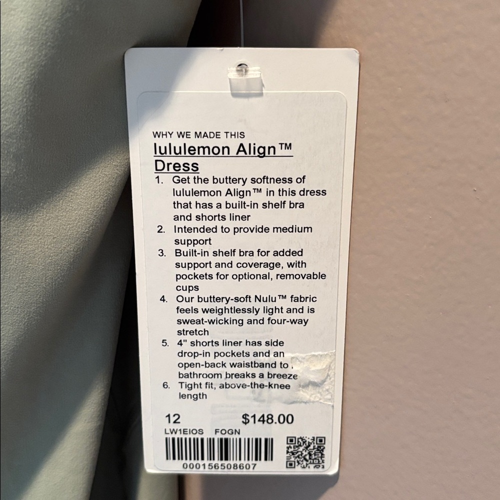 LULULEMON ALIGN DRESS IN FOG GREEN SZ 12 NWT - Picture 5 of 6